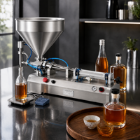 Machine de remplissage semi-automatique pour liquides purs et pâtes, pour bouteilles, sachets, sacs, barils et sauces en conserve
