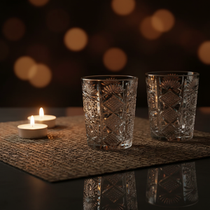 Lot de verres à shot contemporains gaufrés écologiques – Mini-gobelets en <span class=keywords><strong>verre</strong></span> taillé à 3 motifs pour whisky, tequila, spiritueux (vente en gros) - Product Image 4
