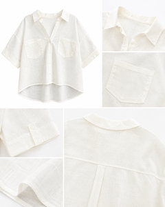 <b>Comfy</b> Textured Women's Button-Up with Chest Pockets for Office - Product Image 3