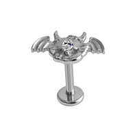 F136 titanio circón Piercing De Titanio forma malvada Helix Daith lóbulo plano trasero pendientes hilo interno Labret