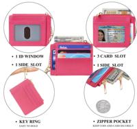 Dompet Kartu Kredit Tipis Anti-RFID Kulit Imitasi Khusus dengan Lapisan Nilon dan Ritsleting Pendek untuk Wanita, Dilengkapi Gantungan Kunci