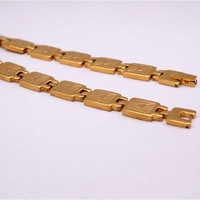 Parure bijoux acier inoxydable maillons carrés texture cœur plaqué or 18K, pour vendeurs de boutique cadeaux