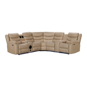 Sofá Seccional Reclinable Moderno con Estructura de Madera y Tapicería de Tela, con Masaje, para Sala de Estar, Modelo 7008 - Product Image 1