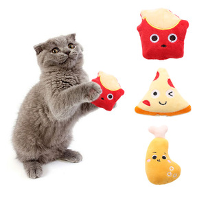 Nuevo juguete creativo para mascotas pata de pollo pizza chips forma solo jugar hierba gatera peluche gato juguete - Product Image 1