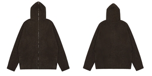 OEM <span class=keywords><strong>Cardigan</strong></span> in Mohair con <span class=keywords><strong>cerniera</strong></span> completo lavorato a maglia maglione misto grande cappotto Casual con cappuccio per gli uomini - Product Image 2