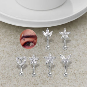 Cristal curvado Barbell <span class=keywords><strong>Piercing</strong></span> ceja anillo 16G <span class=keywords><strong>Piercing</strong></span> Rook <span class=keywords><strong>Daith</strong></span> anillo corazón diseño de moda <span class=keywords><strong>Piercing</strong></span> para Mujeres Hombres - Product Image 4