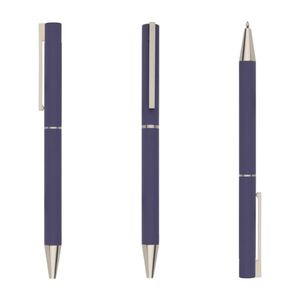 NUEVO Bolígrafo Metálico Delgado con Acabado de Goma, Bolígrafos Metálicos Azul Marino con Logotipo Personalizado - Product Image 4