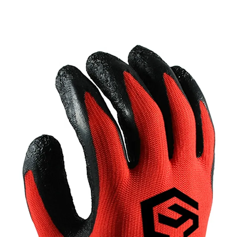 CY 13 polyester thin latex wear-resistant soft comfortable non-slip protection work wrinkle gloves factory