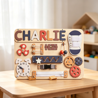 Tableau d'activités Montessori personnalisé en bois pour tout-petits, jouet sensoriel avec horloge, engrenages, lacets, fermetures éclair et loquets, cadeau pour la motricité fine