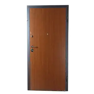 2023 Best Selling Walnut Color Door Panel Entranc Doors Swing Steel Modern Exterior with high security armored door
