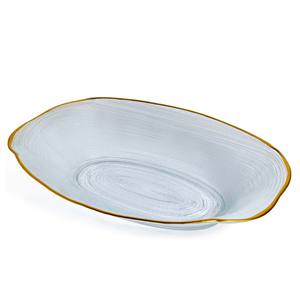 Assiette ovale en verre transparent avec bord doré DIAM. 21CM - Product Image 1