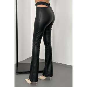 Pantalon Harem en toile noire en gros, respirant, taille XL, décontracté, automne, taille élastique avec détail de couleur, taille mi-haute, taille XL - Product Image 1