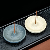 Plateau d'aromathérapie Sauge et Cèdre Style Wabi-Sabi en Ciment, Porte-encens, Brûleur Purificateur d'Air Démagnétisant pour Yoga et Méditation