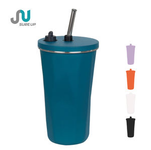 Tazas personalizables de doble pared de acero inoxidable tazas aisladas de viaje café <span class=keywords><strong>taza</strong></span> térmica vaso con pajita - Product Image 1