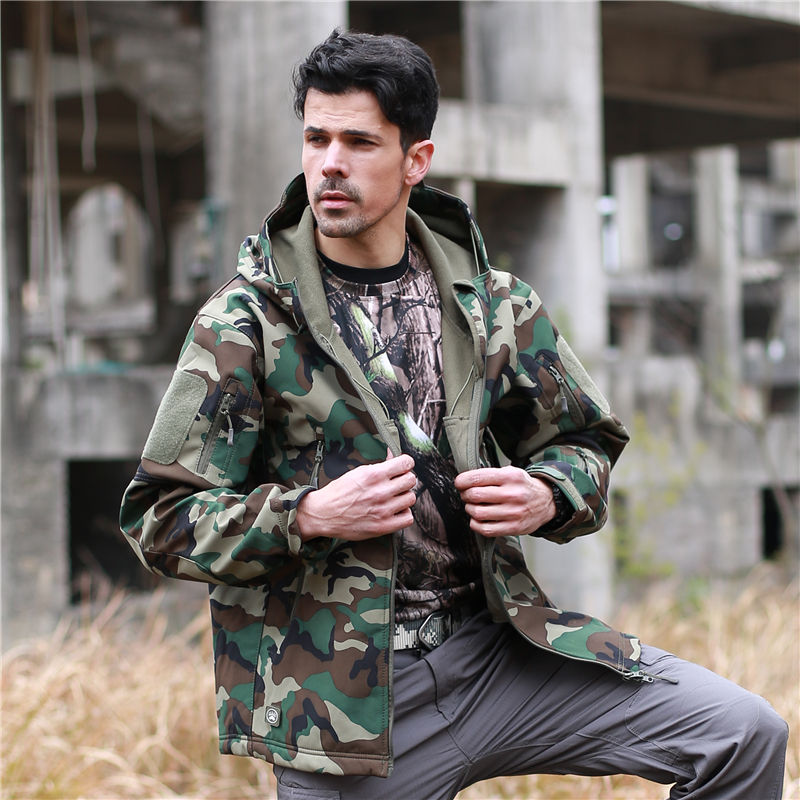 Pants Czen Men's Tactical Camouflage Softshell Jacket Outdoor Army