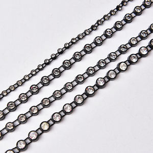 Garniture en strass d'usine, <span class=keywords><strong>bande</strong></span> AB, chaîne en <span class=keywords><strong>pierre</strong></span> de cristal, plastique, blanc, noir, ornement rond, ruban à coudre, accessoires de bricolage - Product Image 5