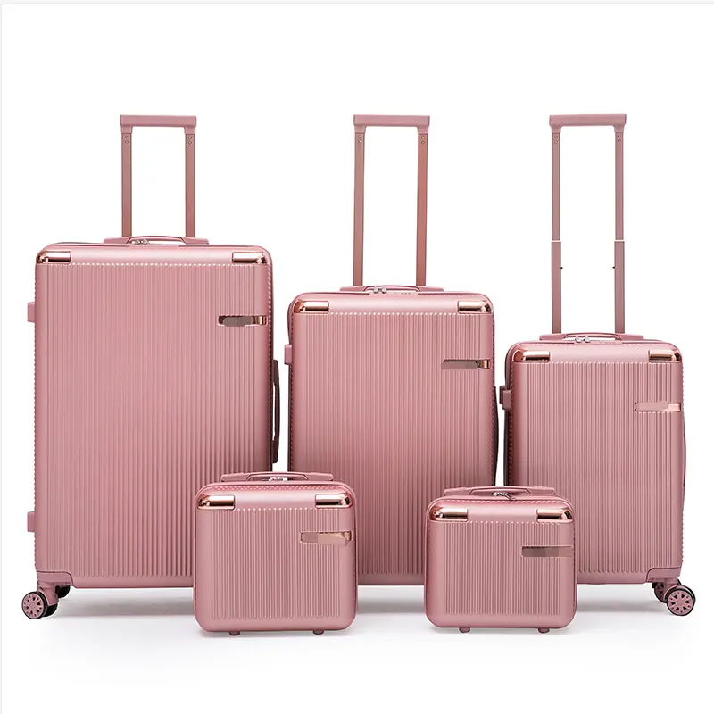 Abs luxuoso 12+14+20+24+28 Conjunto de bagagem de mão personalizada 5 peças Bolsas de viagem de mão 4 rodas Mala de carrinho