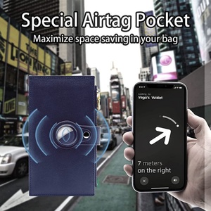 2022 Top Trending Products Designer for Apple Air Tag <b>RFID</b> Card Holder Credit Card Zipper Closure Genuine Leather Slim <b>Wallet</b> - Product Image 3