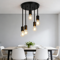 Plafonnier LED industriel noir style fer forgé américain, hauteur réglable, intensité variable, rétro, pour salon, chambre, bureau
