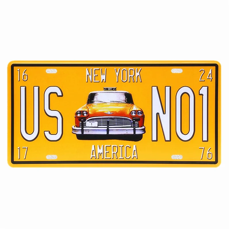 Custom Metal Aluminum Vintage License Plate Retro Car Number Plate Embossed Decorative Car Plates Wholesale