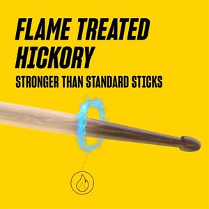 Negro Un par Rebound 5B Baquetas Agarre cómodo Hickory Wood Acorn Tip Drum Stick - Product Image 3