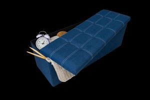 Modern Stool Living Room Furniture <b>Storage</b> Box Fabric Stainless Steel Bamboo Highest Quality Sample Available - Product Image 2