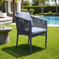 Chaises de salle à manger d'extérieur modernes en corde tressée noire pour hôtel, jardin et patio