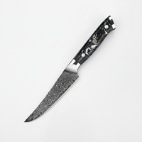 Couteaux de cuisine professionnels en acier Damas KEENHOPE, couteau à steak japonais AUS-10 Core de 4,5 pouces, manche en résine turquoise noire