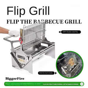 Nueva Parrilla de pollo de fogata plegable y portátil personalizada, parrilla de barbacoa, asador, Flip BBQ, fogata - Product Image 3