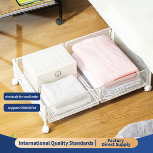 Conteneur de rangement pliable noir moderne en métal carré avec roulettes pour chaussures, vêtements, couvertures sous le lit - Guangdong - Product Image 2