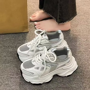 Zapatillas Deportivas de Plataforma con Malla Blanca, Cordones, Punta Redonda, Suela de Goma Transpirable, para Todas las Temporadas, Casuales - Product Image 3