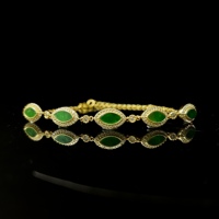 Pulsera de Jadeíta Birmana Natural de Grado A, Forma Marquesa, Verde, para Uso Diario, Regalo para Mujer (con Certificado NGTC)