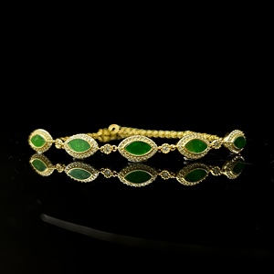 Bracciale in Giadeite Naturale Birmana di Grado A, Forma Marquise, Bracciale in Giadeite Verde per Uso Quotidiano Femminile, Regalo in Giadeite (con Certificato NGTC) - Product Image 2