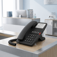 Téléphone IP sans fil H4W noir pour chambre d'hôtel, Wi-Fi 6 double bande, 5 touches programmables, USB-A, panneau personnalisé
