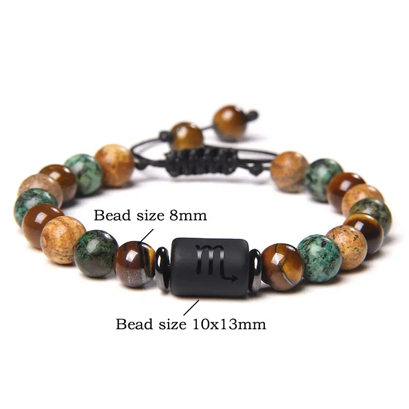 New Design Natural Stone Braided 12 Zodiac Signs Agate Beads Macrame Friendship Bracelets Women Men