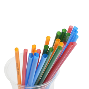 Pailles à boire en plastique colorées 6x260mm, 8 couleurs assorties, pailles droites jetables pour jus, fêtes, bricolage, artisanat, sac de 100 pièces - Product Image 1
