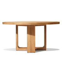 Mesa de Jardín de Diseño Simple, Mesa de Balcón para Todo Clima, Mesa de Comedor Redonda de Teca para Exteriores