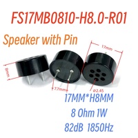 Haut-parleur à micro-cavité 8 Ohm 1W, indicateur sonore 17MM, type broche, 1850Hz-20KHz, haut-parleur Mylar magnétique interne pour jouets et appareils