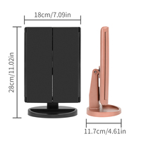 Entrepôt japonais à l'étranger en stock Miroir grossissant 2X 3X 10X Miroir triple coiffeuse Miroir de maquillage intelligent à LED