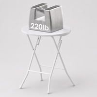 Table ronde pliable en plastique LuckyOCT 60*74cm, panneau en PE blanc, structure métallique robuste, table à manger pliable pour événements en plein air