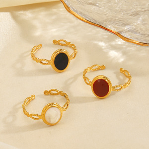 Anillo Geométrico Ovalado, Moderno y Sencillo. Anillo Popular de Oro de 18K para Mujer Anillo de Lujo con Diseño de Gota de Aceite Exquisito - Product Image 2
