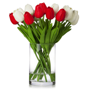 20 tulipanes PU <span class=keywords><strong>con</strong></span> jarrón de cristal en agua acrílica decoración de boda adornos de <span class=keywords><strong>flores</strong></span> <span class=keywords><strong>artificiales</strong></span> multicolores - Product Image 1