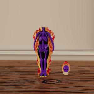 ขวดเหล้าวิสกี้เซรามิกสีสันสดใส ลายโครงกระดูก 2 ตัว วาดด้วยมือ ความจุตามสั่ง พร้อมฝาปิดรูปหัวกะโหลกและขวดเหล้ามีเปลวไฟ - Product Image 4