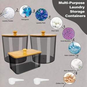 Contenitore portapacchi per bucato 3 pacchi con coperchio organizzatore di <span class=keywords><strong>detersivi</strong></span> per bucato e barattoli per baccelli, sapone - Product Image 4