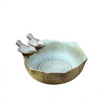 Mangeoire à oiseaux en porcelaine de style européen transfrontalier, autoportante pour extérieur, bol de bain pour oiseaux de jardin, finition vintage, récipient à nourriture pour oiseaux