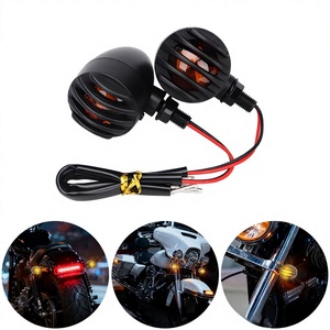 Accessoires moto rétro - Style Cruiser <span class=keywords><strong>Chopper</strong></span> - Modifications - Grille jaune - Clignotants LED pour les virages - Product Image 2