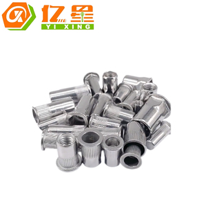Écrous à riveter moletés à tête plate en acier inoxydable 304, norme DIN965, inserts filetés en acier au carbone, écrous à riveter aveugles à extrémité ouverte - Product Image 3