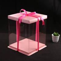 Boîtes cadeaux personnalisables en plastique transparent noir et rose de 6 pouces et 12 pouces, boîtes à gâteaux d'anniversaire pour la nourriture pour les célébrations