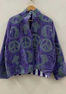 Veste courte d'hiver en velours Suzani, brodée motif champignon, style festival hippie, coupe bomber, unisexe, cadeau, vente en gros, Inde - Product Image 6