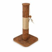 Rascador para Gatos de Corteza de Roble Natural, 390 x 390 x 750 mm, Rascador para Gatos de Interior para Protección de Muebles